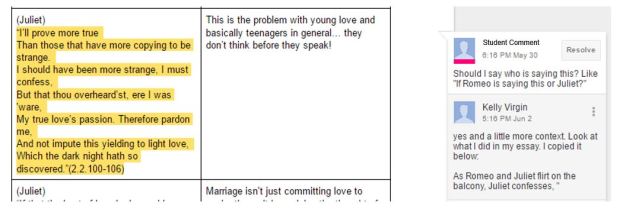 Student question comment